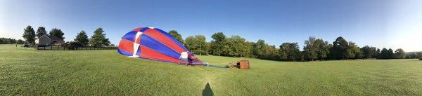 After a super soft landing, we hopped out when instructed and Bob and Sean packed the ballon back up.