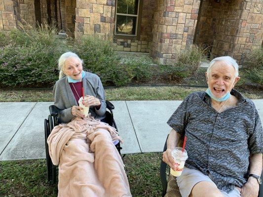 Mom & Dad at a tailgate.  They are kind people. Everyone loves them except homecare assistance