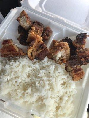 Combo plate with lechon kawali