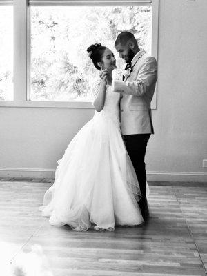 Wedding dress and suit jacket