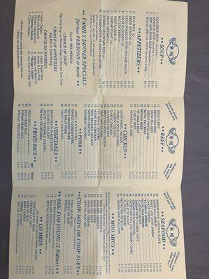 Menu front as of 4/1/24