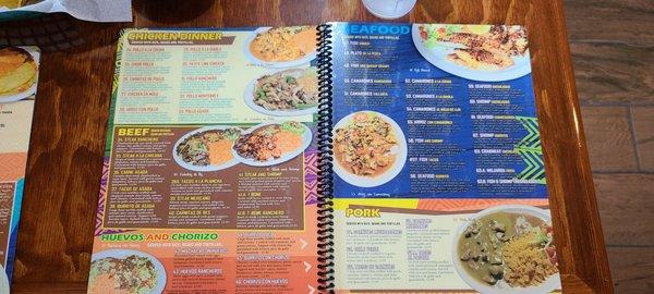 Pages 4 & 5 of the menu