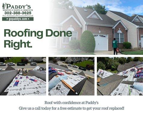 Time to replace your roof? Look no further! Roof with confidence when you choose Paddy's Roofing.