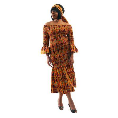 Kente print smock dress