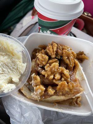 Walnut sticky bun with vanilla icing