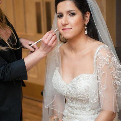 Our beautiful White Swan Bridal bride Sarvenaz in a gorgeous Casablanca Couture gown with custom sleeves!