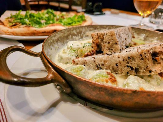 Gnocchi and Pizza Nero with Truffles.