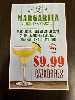 The National Margarita Day special at Frontera's restaurant...irresistible! You'll find me there drinking one of these on February 22nd!