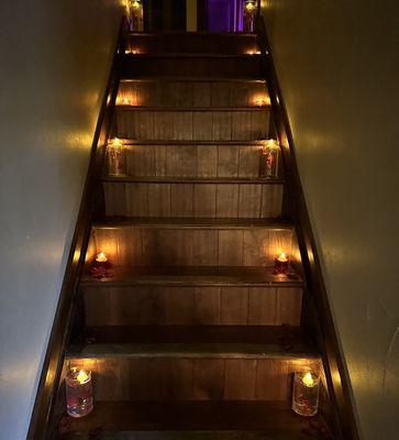 Candles going up the stairs