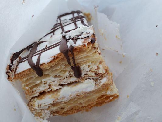 Puff pastry layered with cream