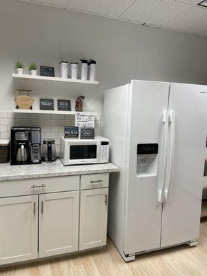 Break room with fridge and microwave if you bring your own meals