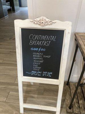 Breakfast menu