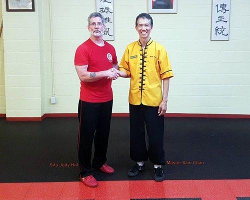 Sifu Jody Hill with his teacher Master Chan Hing Fai who was taught by Ip Mans two Sons