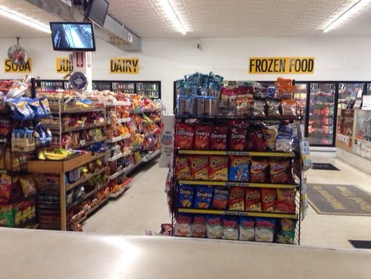 Snacks, frozen foods and grocery