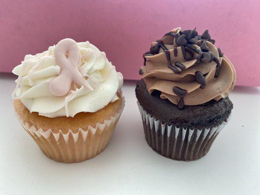 Vanilla with buttercream frosting and chocolate lovers