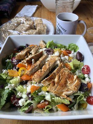 Greek Salad with grilled chicken.