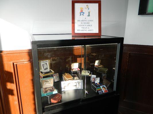 While you're in our office, check out our display of vintage hearing aids!