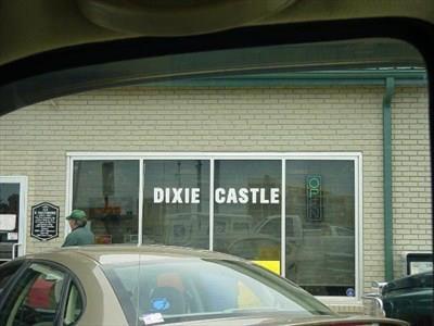 Storefront of The Dixie Castle on E. Baltimore St. in downtown Jackson, TN.