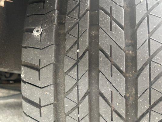 Screw in the tire tread that they were able to repair.