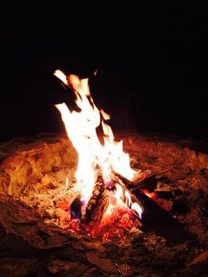 Camp fires at night next to the river. Beautiful stars, warmth and sounds of the river.