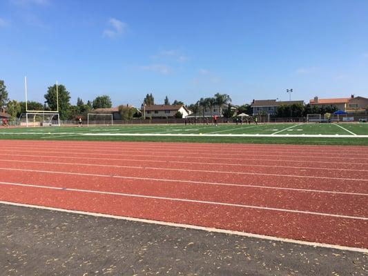 Playing soccer on the football field LOL :) Whatever works! Nice track and field here at El Dorado HS.