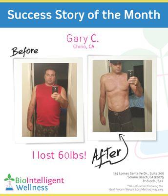 Gary C. lost 60 pounds with BioIntelligent Wellness and Ideal Protein!