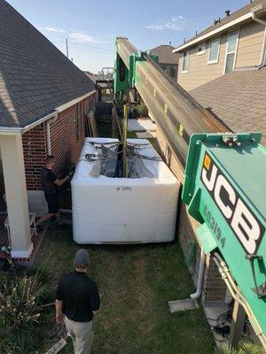 Crazy Swim Spa delivery in Horseshoe Bay!  A Skytrac Forklift was needed for this customer.