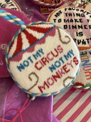 Funny needlepoint ornaments for Christmas tree