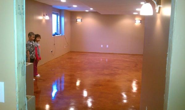 Acid stained concrete floor we did in Rochester MN