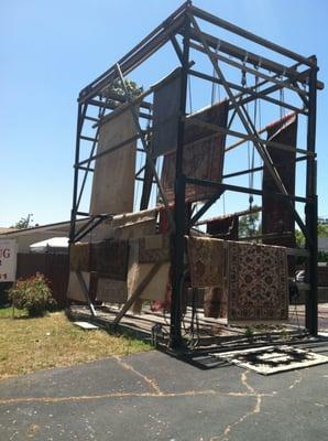 Wooden Rack Used for Naturally Drying Rugs on the Premises