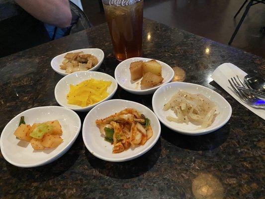 Banchan side dishes. Always fresh and an excellent variety.