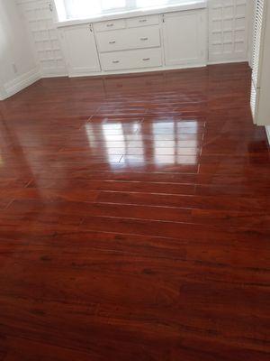 This wood floor work was finished with steam cleaner.