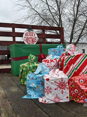 Wagon with presents on it