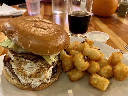 Burger and tots