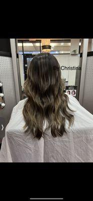 Ash brown foilayage highlights by Christina