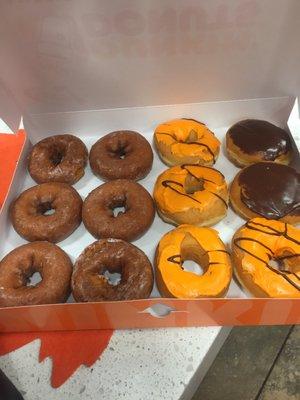 Halloween donuts! (Half pumpkin muahahaha)