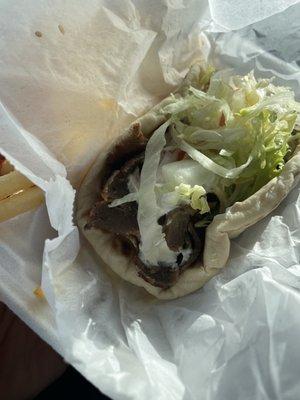 Gyro sandwich with cucumber taziki sauce