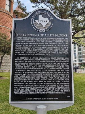 1910 Lynching of Allen Brooks Marker, Dallas