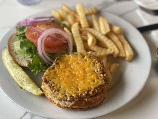 Veggie burger w/cheddar