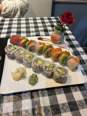 California roll and Rainbow roll, gluten free