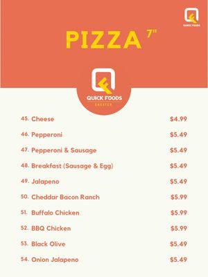 Pizza Menu