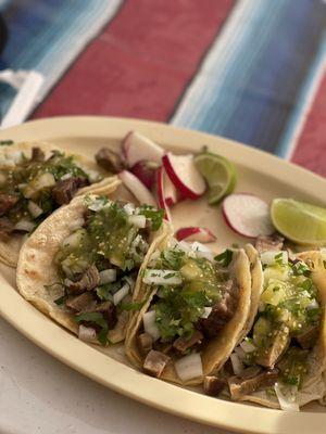 Lengua and cabeza tacos. Good quality meat!