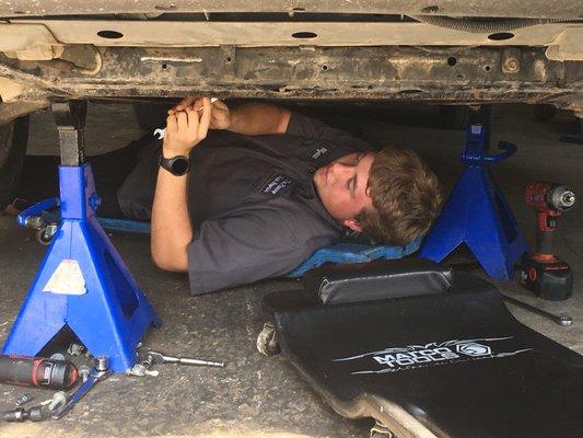 Wyatt replacing a rack and pinion.