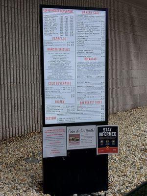 Drive-thru menu