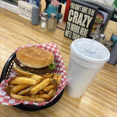 It's as good as they say it is!  Awesome burger seasoned well and a good old country feel!