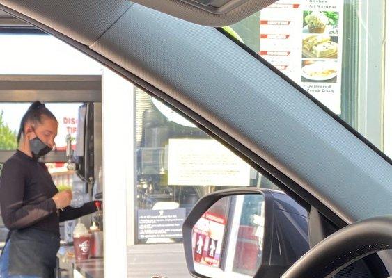 Drive thru window with the Barista!