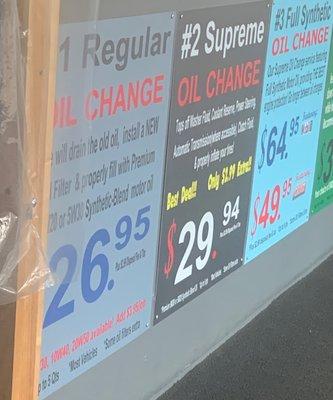 The regular oil change went from $24 to $26 in the matter of a few weeks. Prices keep rising.