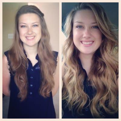 Before and after, subtle ombre