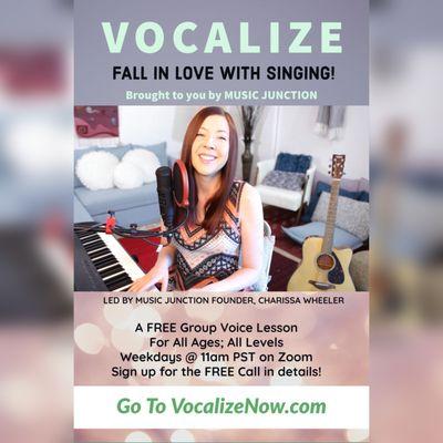 Vocalize: a complimentary offering by Music Junction during the pandemic.  Singing releases positive endorphins in your body, & it's fun!