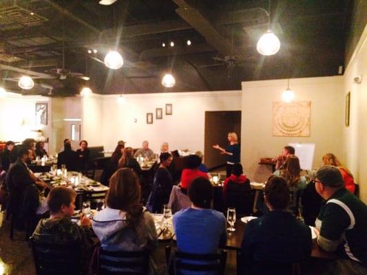 A full house for our Community Dinner!!  Dr Liz teaching the truth behind health!